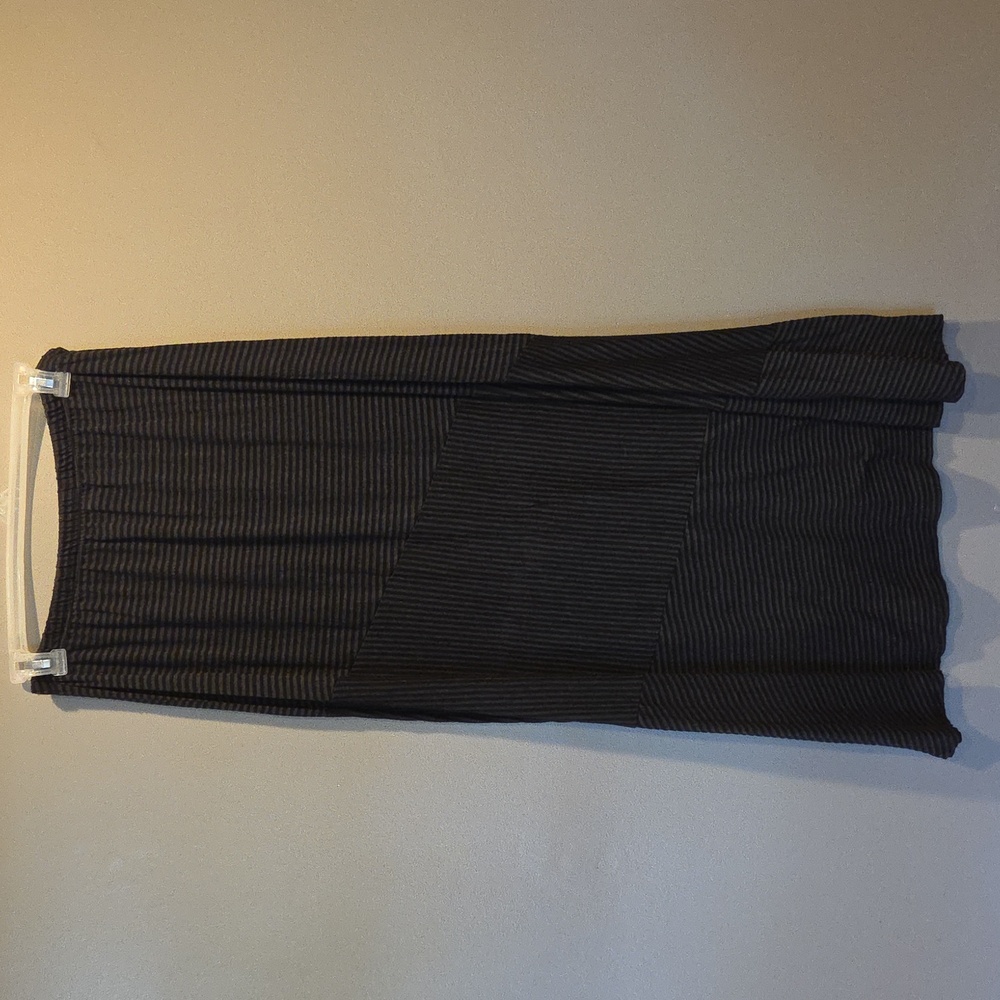 Black And Gray Striped Maxi Skirt
